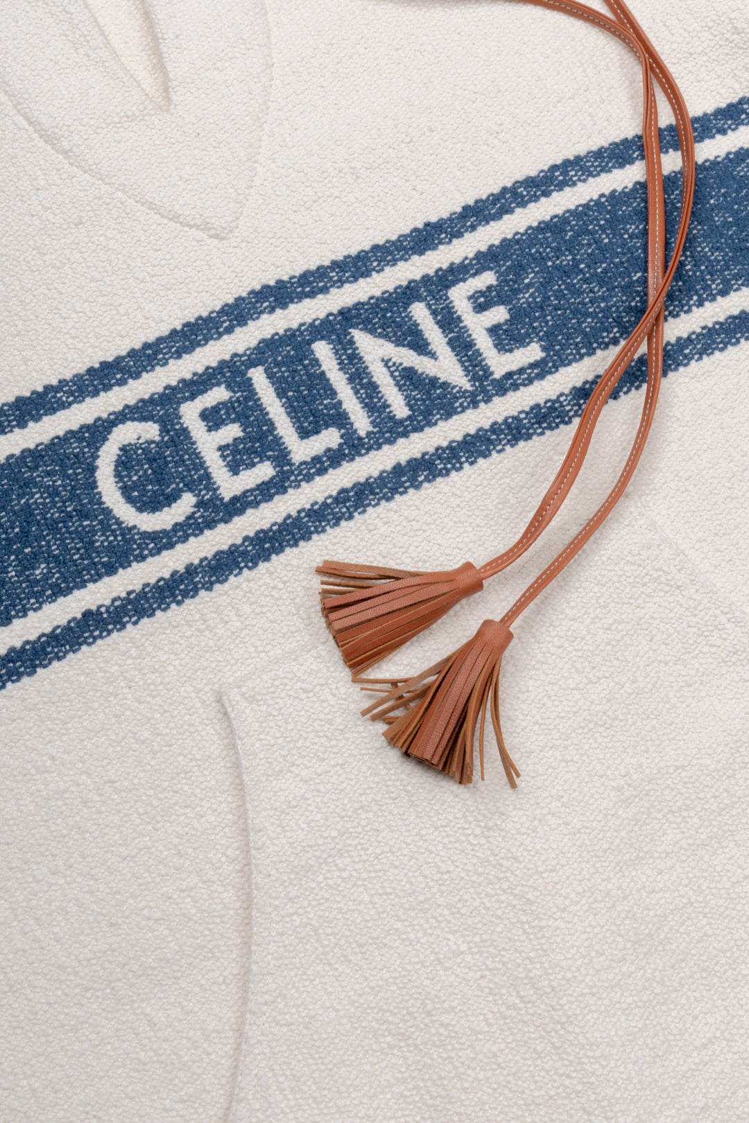 CELINE Poncho Cotton Ivory & Blue