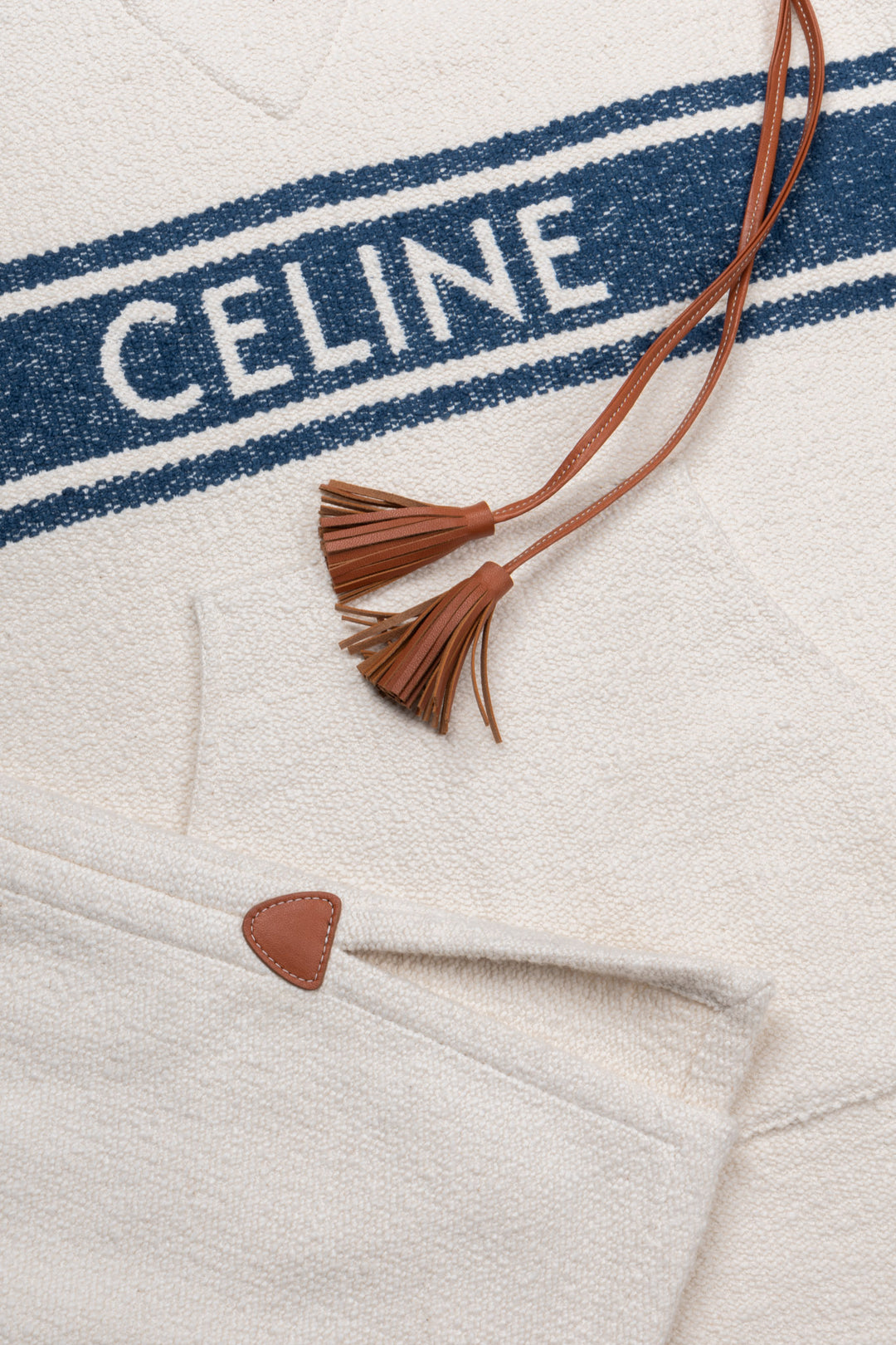 CELINE Poncho Cotton Ivory & Blue