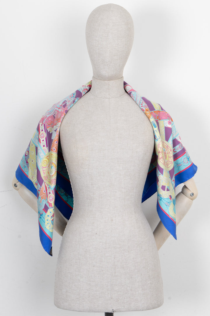 HERMÈS Le Songe De La Licorne Carré 90 Silk Blue