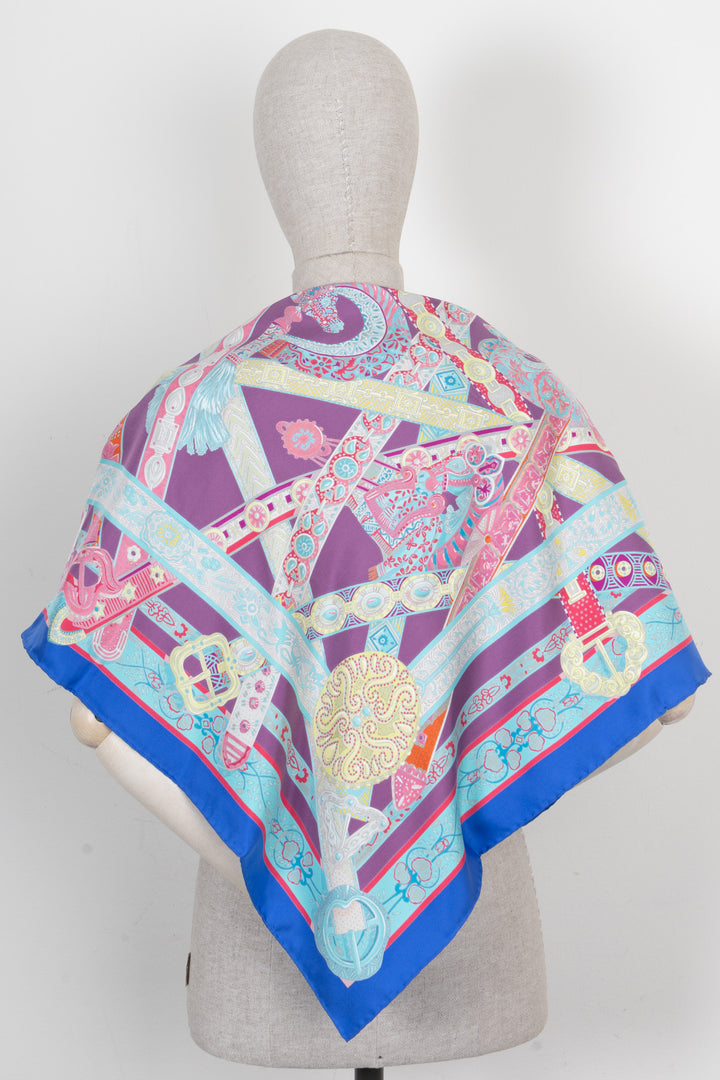 HERMÈS Le Songe De La Licorne Carré 90 Silk Blue