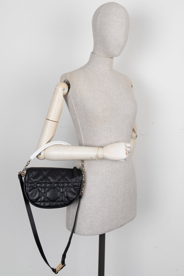 CHRISTIAN DIOR Small Vibe Hobo Bag Black White