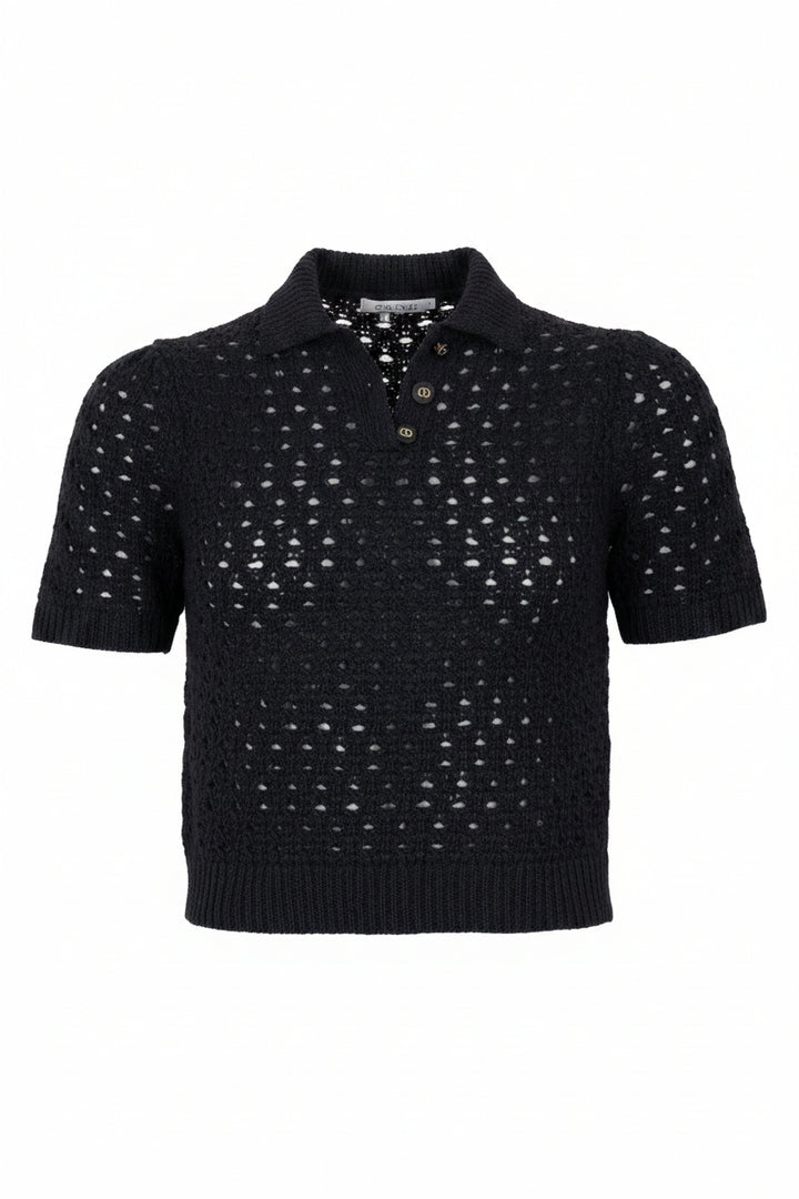 CHRISTIAN DIOR Pull maille manches courtes noir