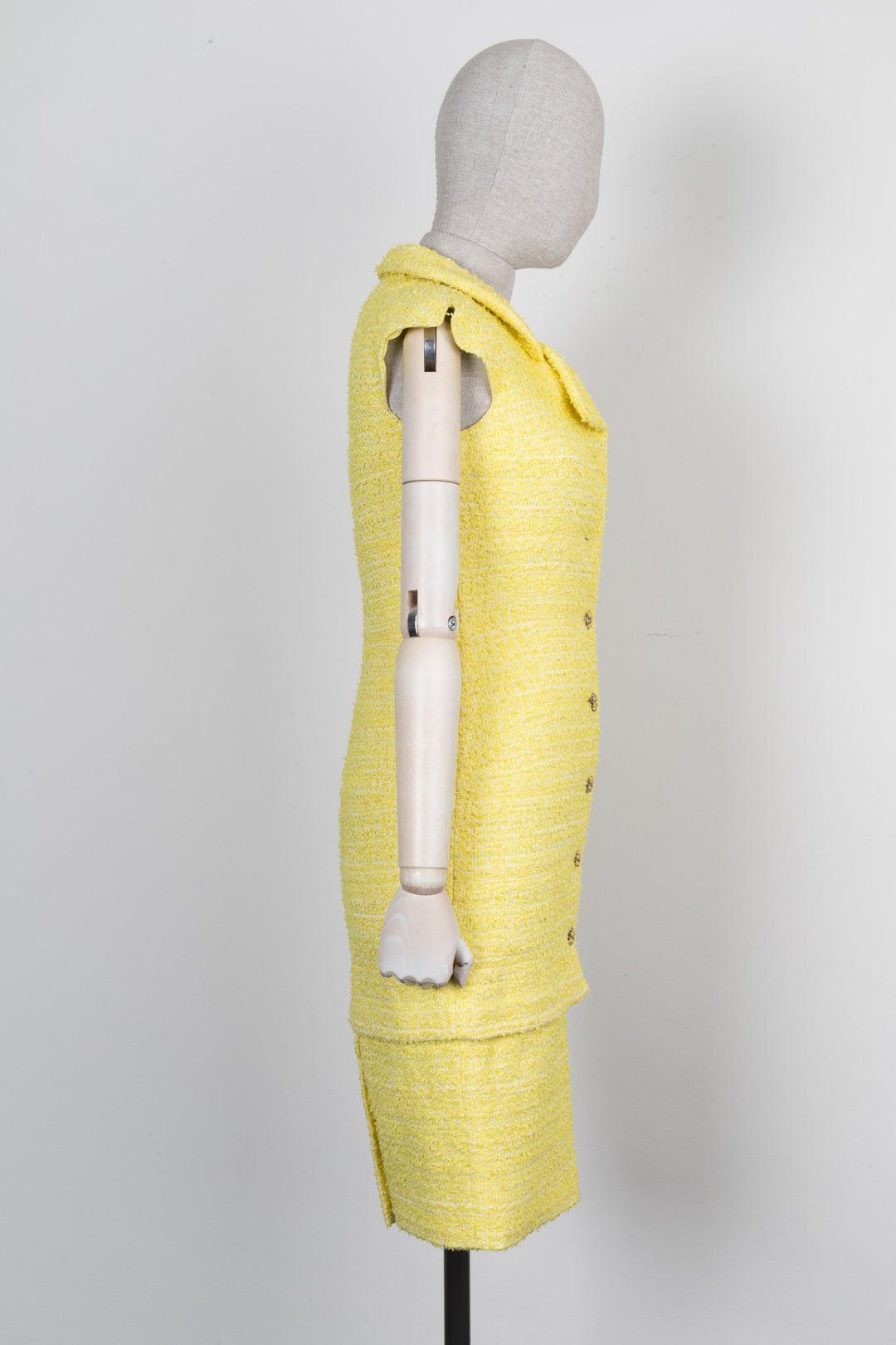 CHANEL Dress Tweed Yellow 12C