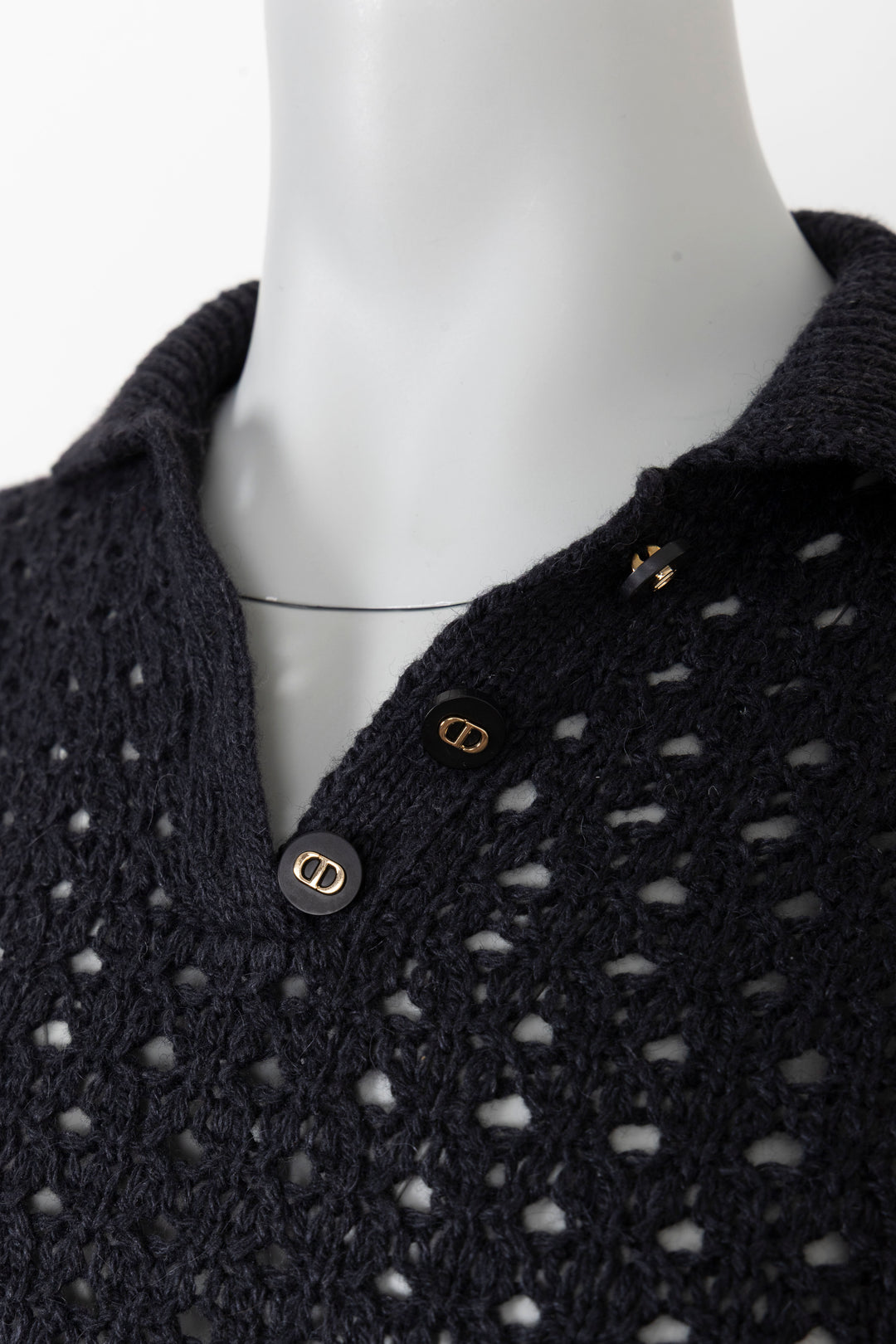 CHRISTIAN DIOR Pull maille manches courtes noir