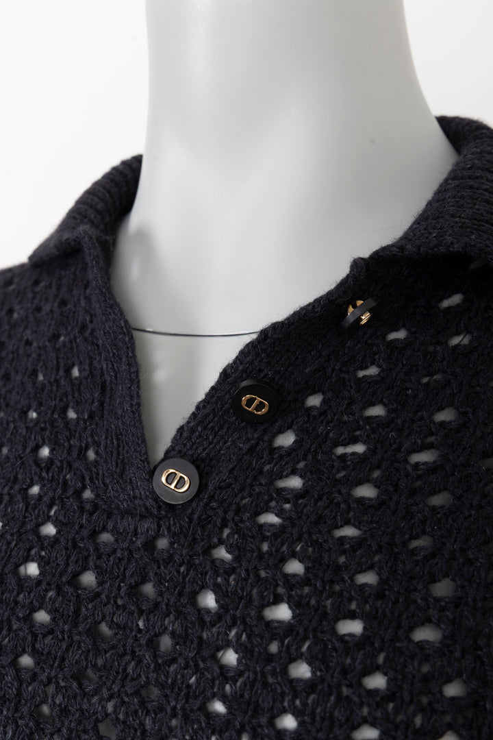 CHRISTIAN DIOR Pull maille manches courtes noir
