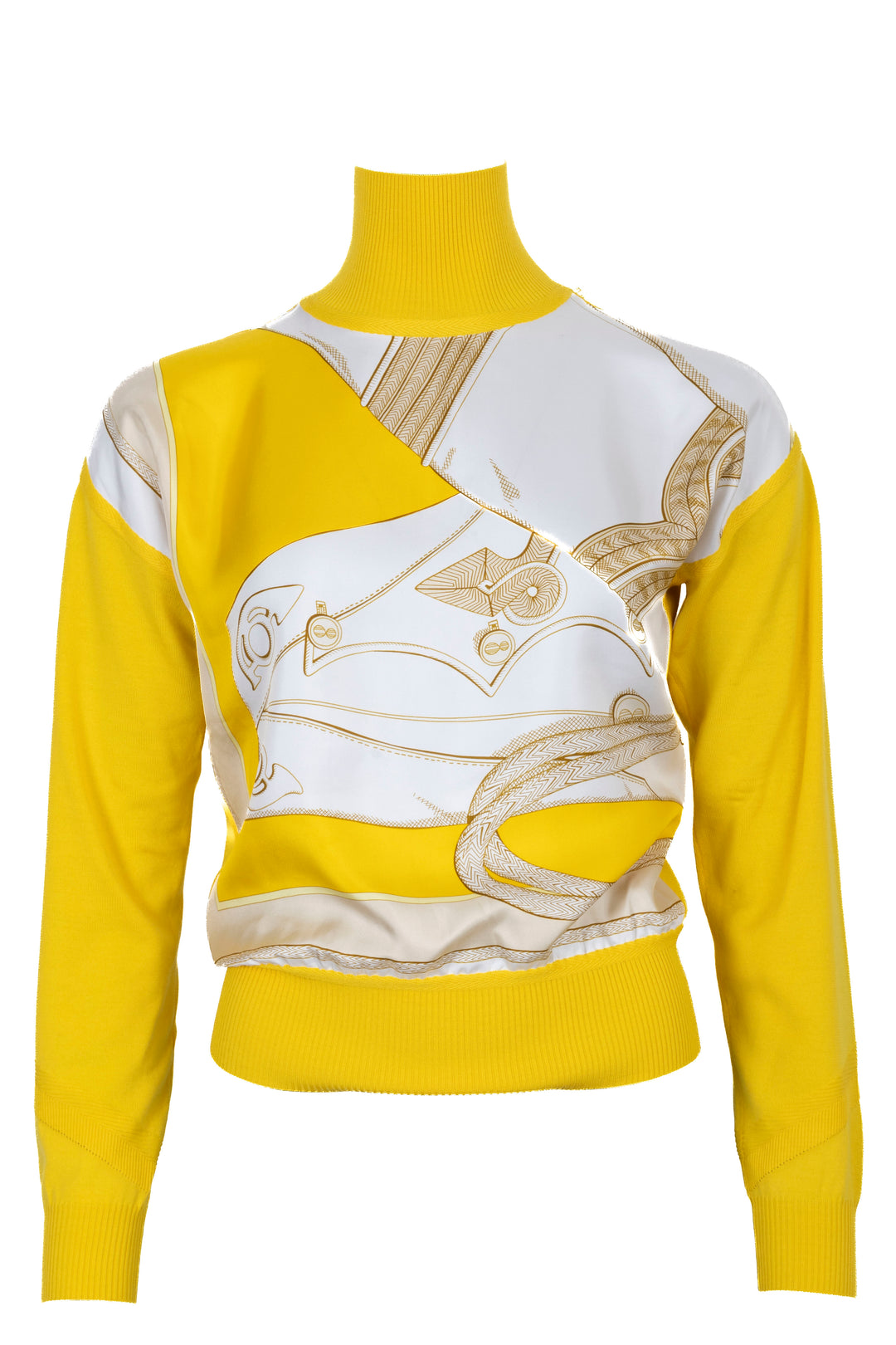 HERMÈS Twillaine manches longues soie Jaune