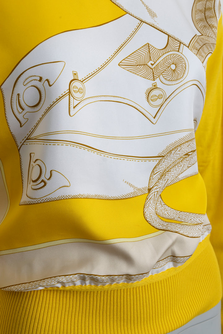HERMÈS Twillaine manches longues soie Jaune