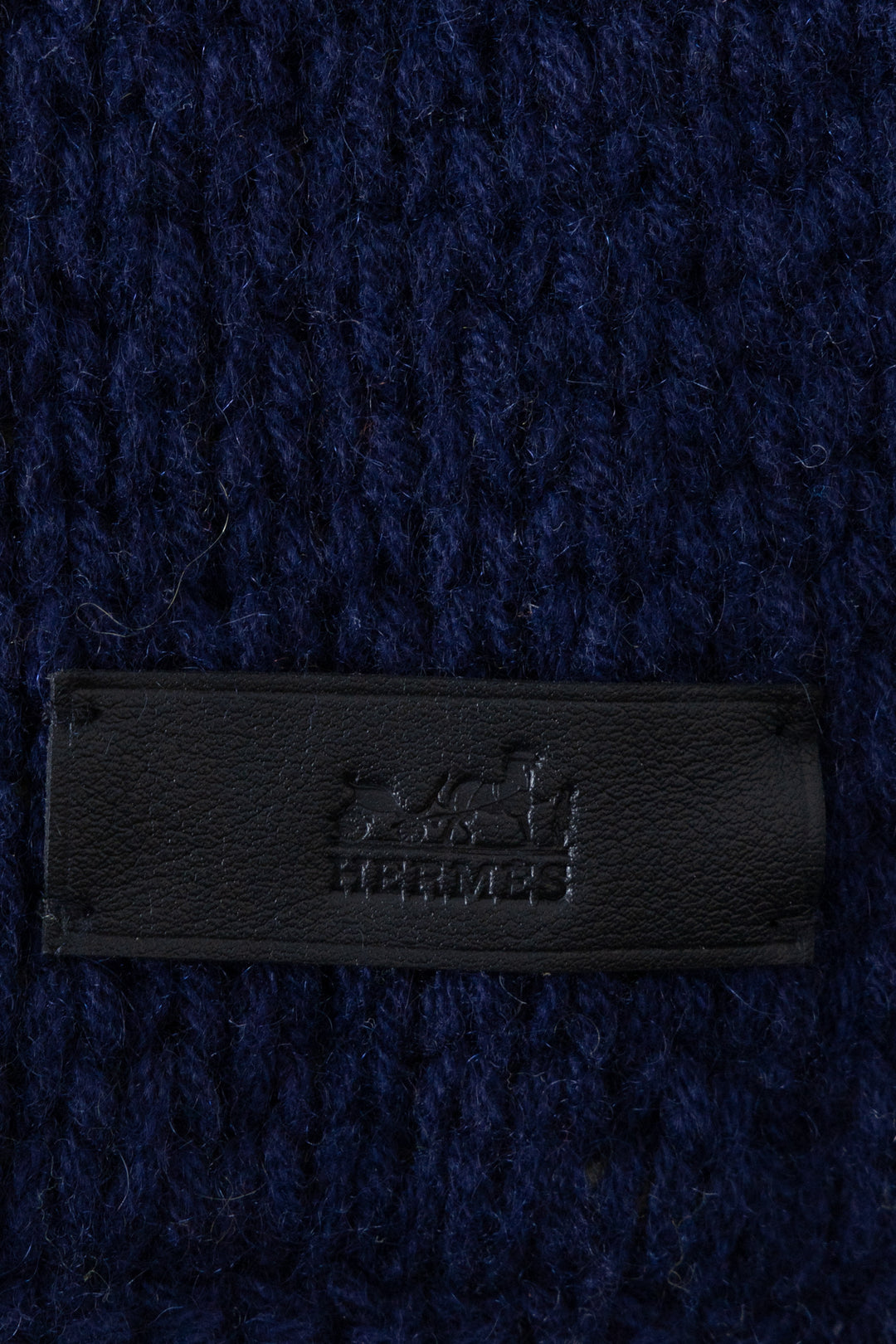 HERMÈS Chunky Knit Scarf Cashmere Navy Yellow