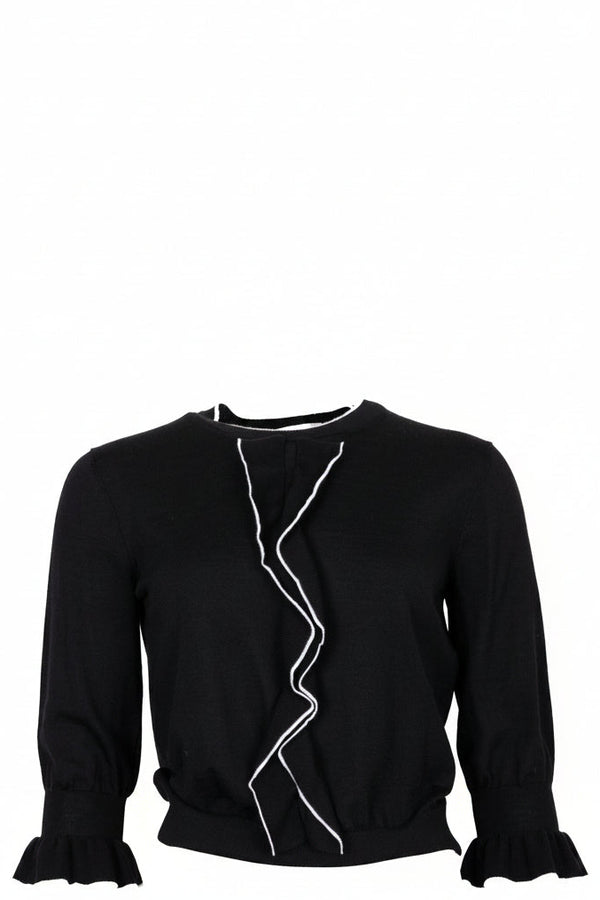 CHRISTIAN DIOR Long Sleeve Cashmere Black White