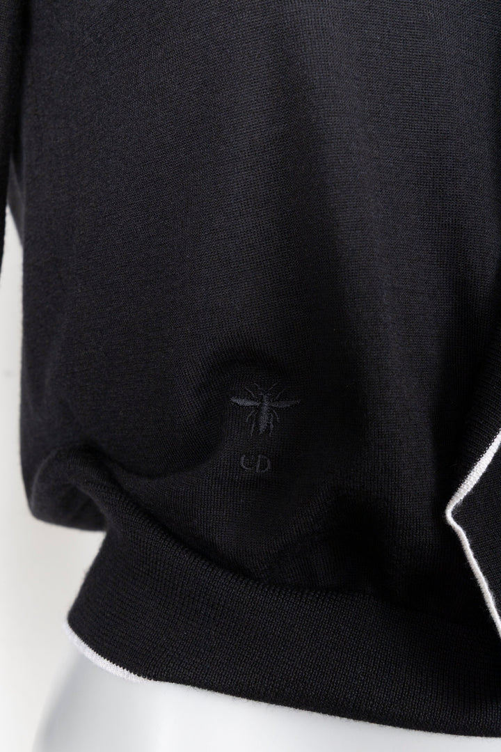CHRISTIAN DIOR Long Sleeve Cashmere Black White