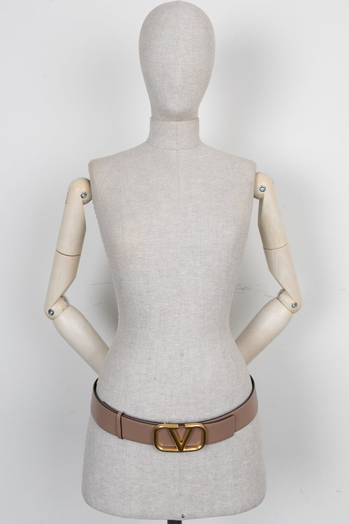 Ceinture réversible VALENTINO V Logo Nude