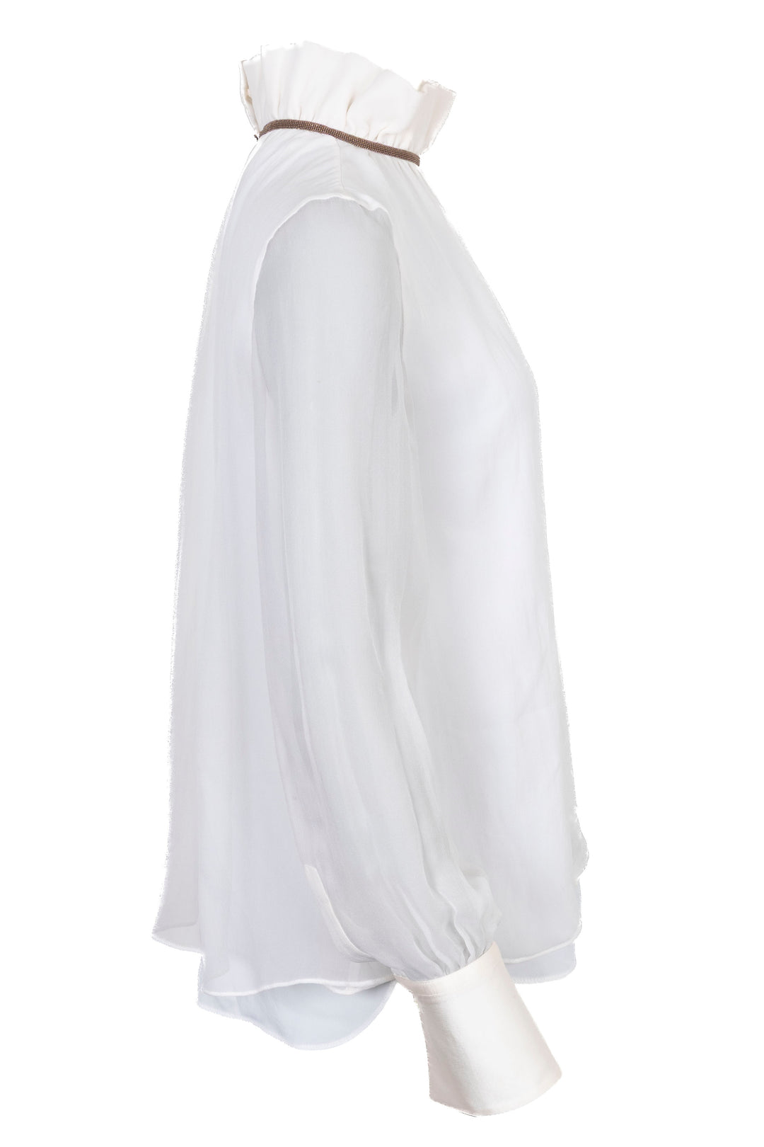 BRUNELLO CUCINELLI Long Sleeve Silk Ivory