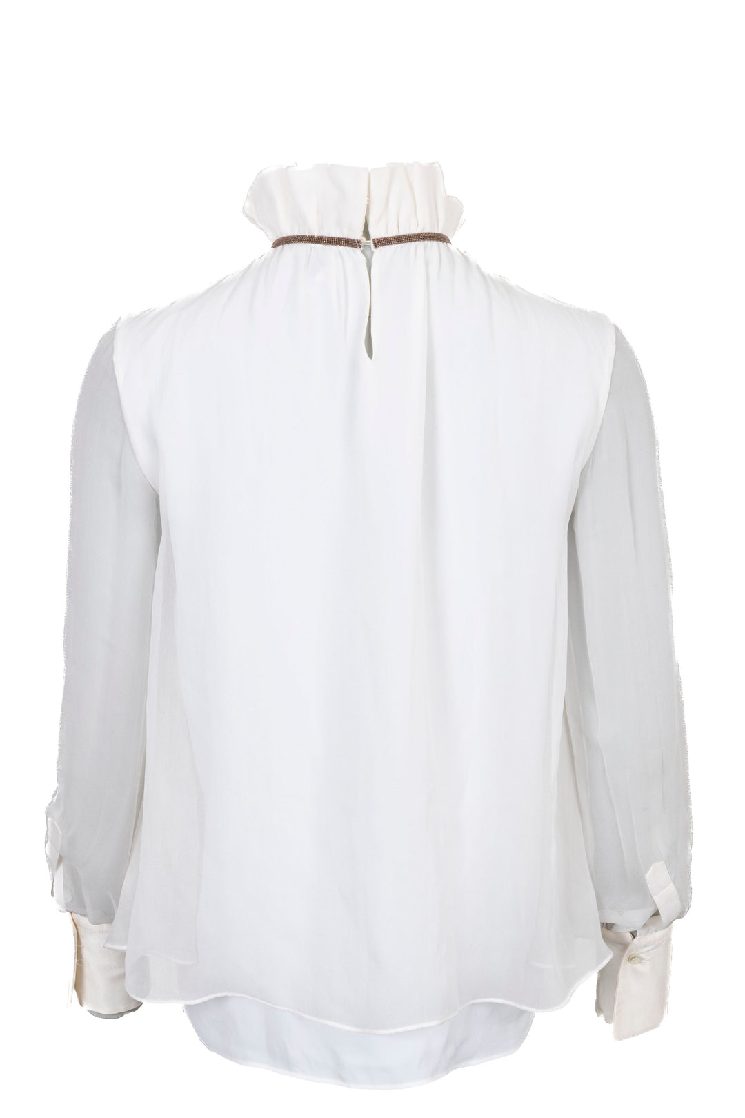 BRUNELLO CUCINELLI Long Sleeve Silk Ivory