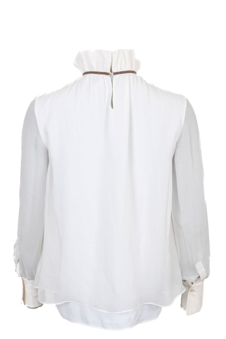 BRUNELLO CUCINELLI Long Sleeve Silk Ivory