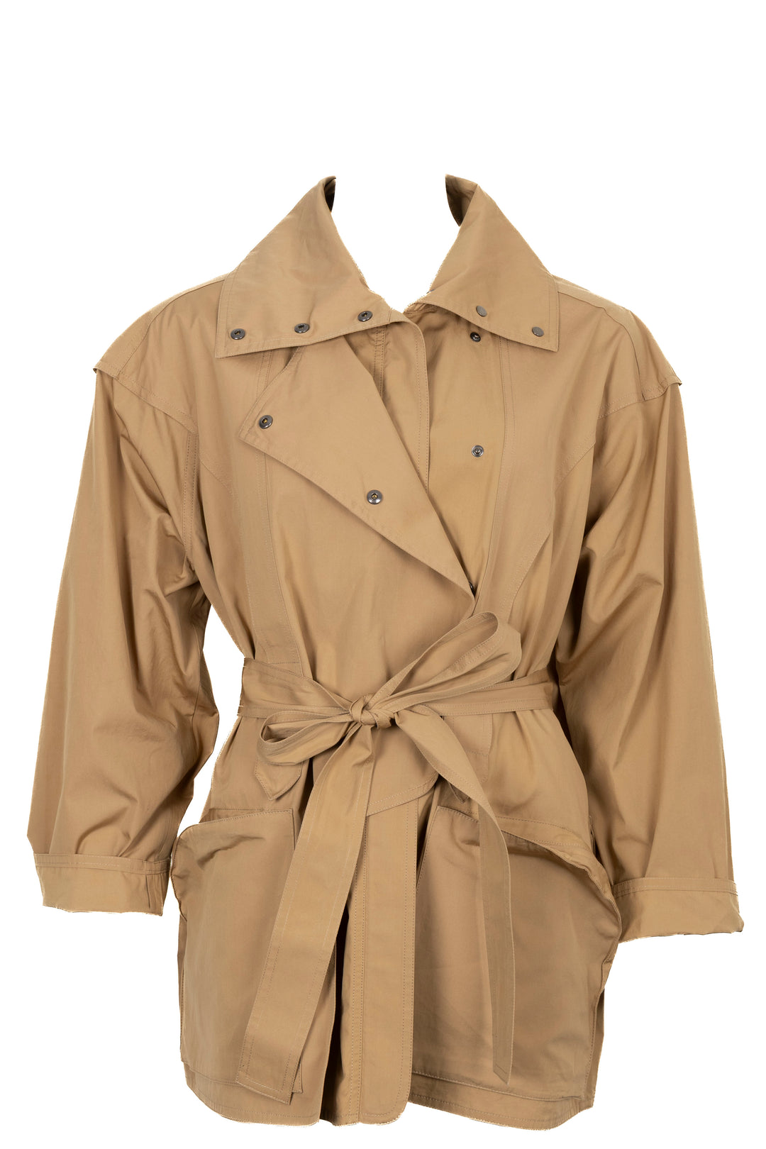 THE ROW Short Belted Coat Cotton Beige