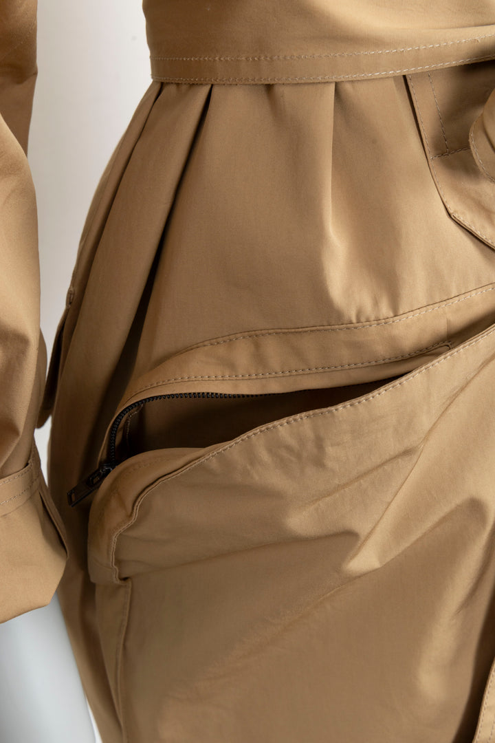 THE ROW Short Belted Coat Cotton Beige