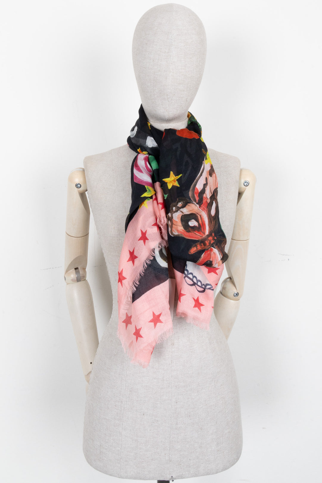 GUCCI foulard serpent floral noir rose
