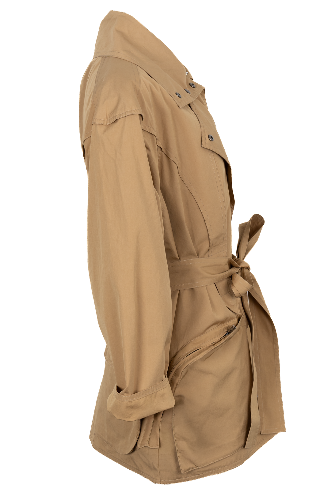 THE ROW Short Belted Coat Cotton Beige