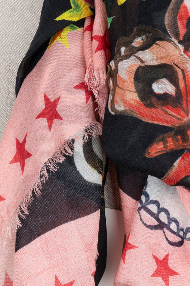 GUCCI foulard serpent floral noir rose