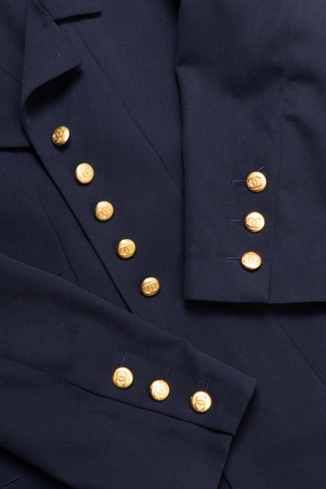 CHANEL Jacket with Gold Buttons Cotton Navy