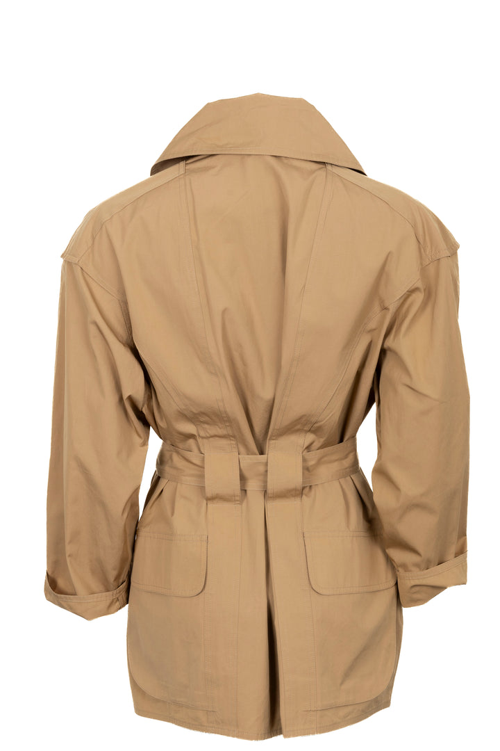 THE ROW Short Belted Coat Cotton Beige