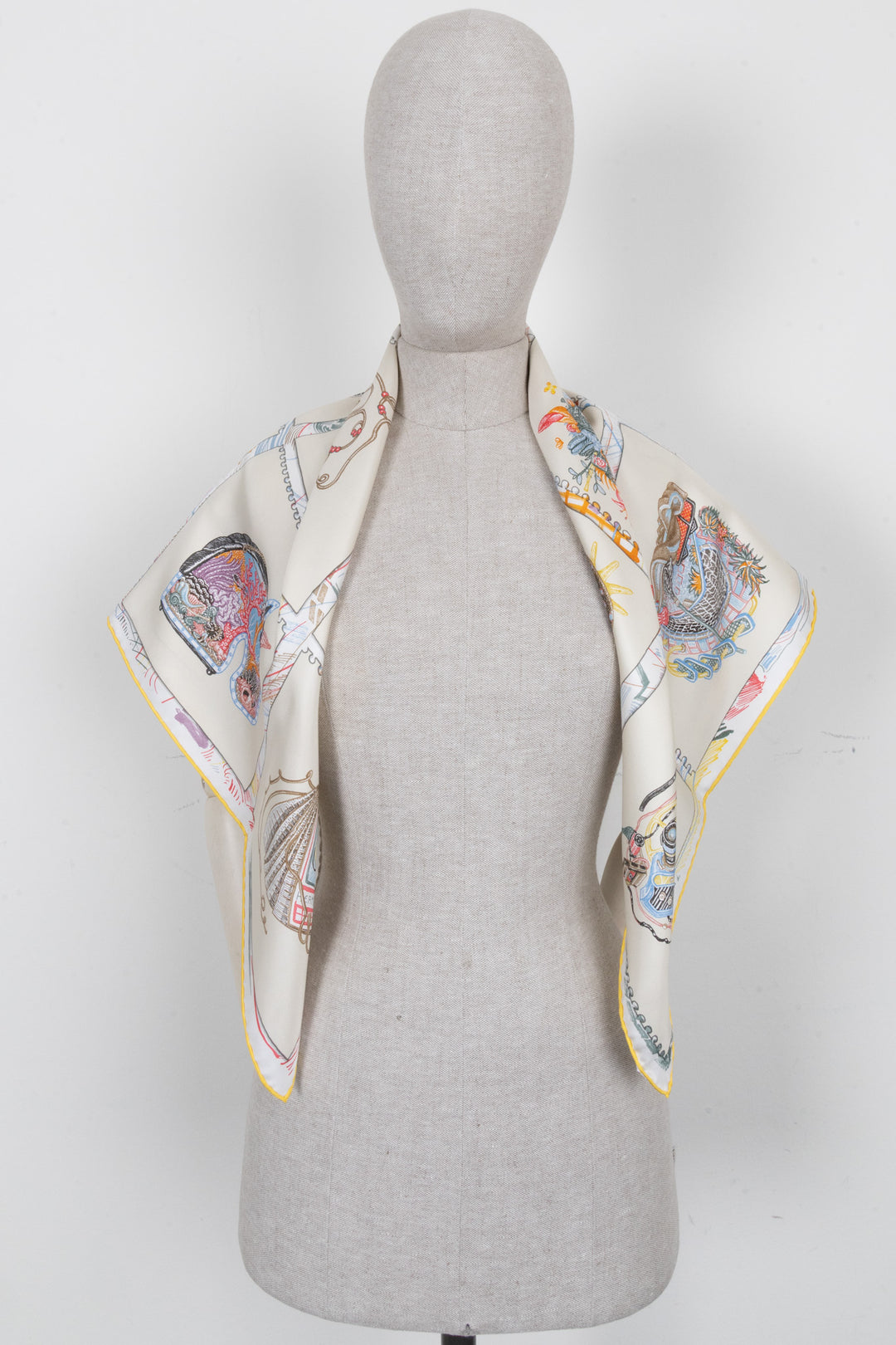 HERMÈS Chevaloscope 90 Scarf Silk Ivory