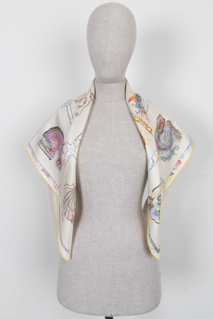 HERMÈS Chevaloscope 90 Scarf Silk Ivory