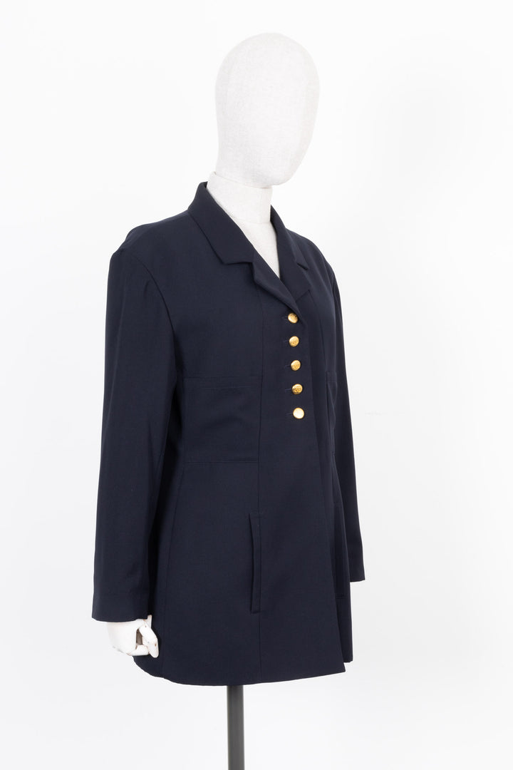 CHANEL Jacket with Gold Buttons Cotton Navy