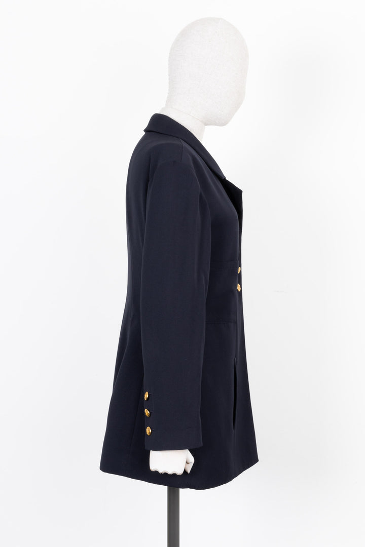 CHANEL Jacket with Gold Buttons Cotton Navy