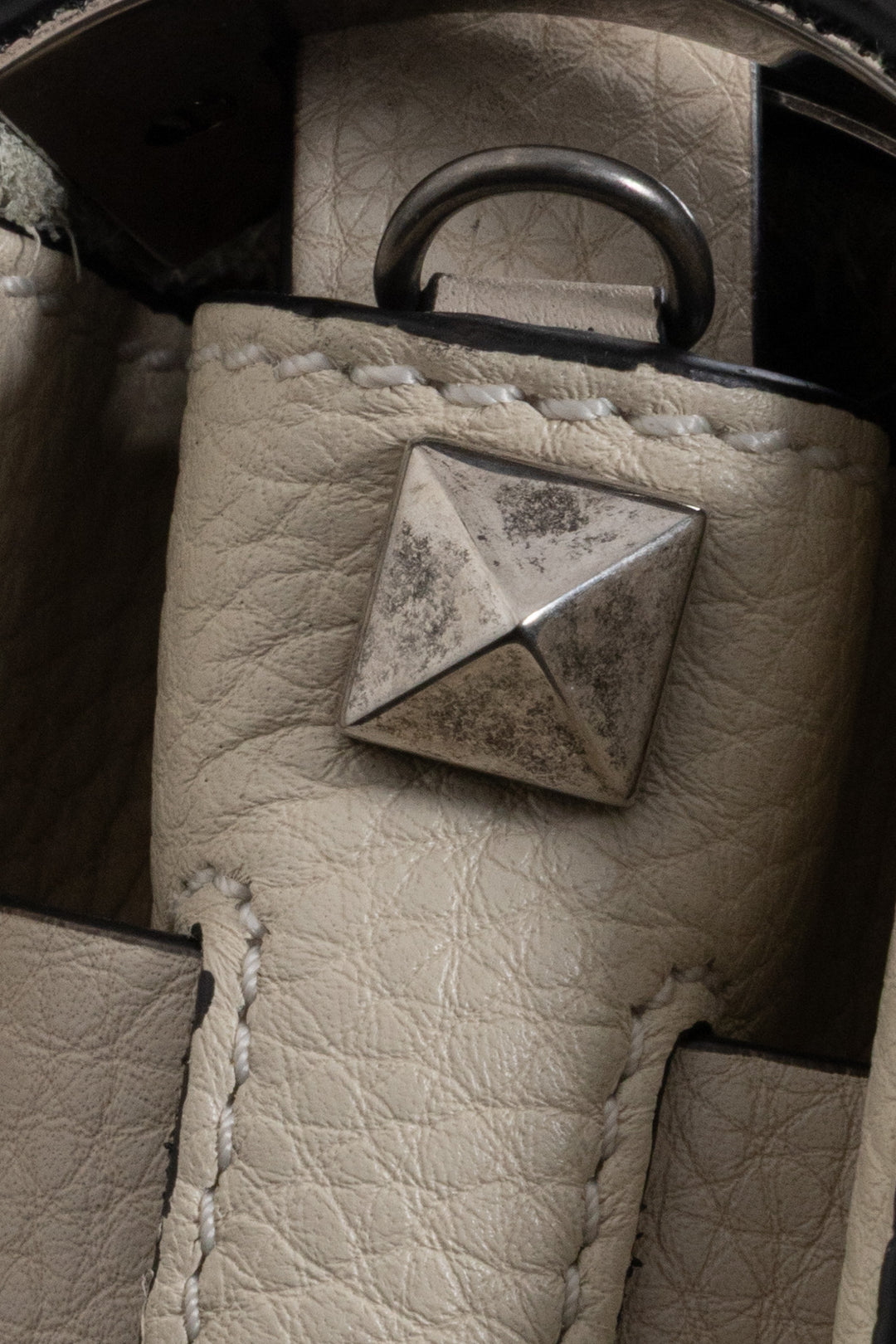 VALENTINO Rockstud Rolling Top Handle Bag Ivory