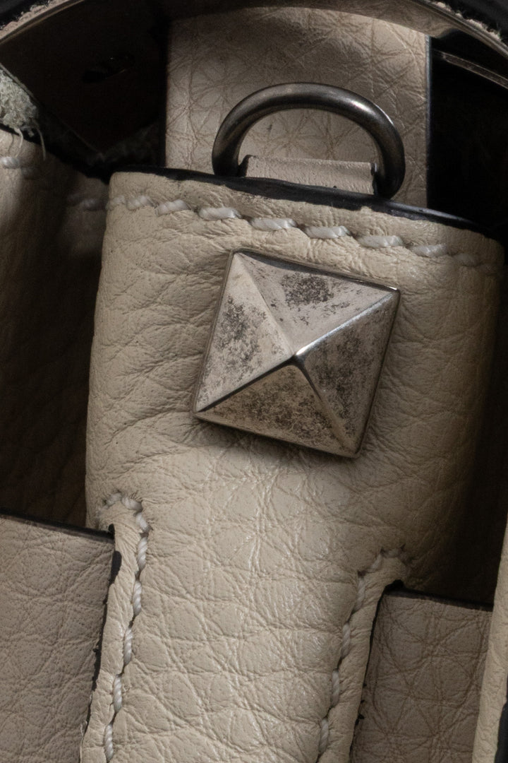 VALENTINO Rockstud Rolling Top Handle Bag Ivory