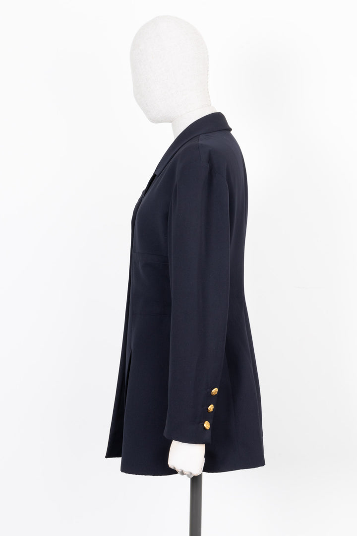 CHANEL Jacket with Gold Buttons Cotton Navy