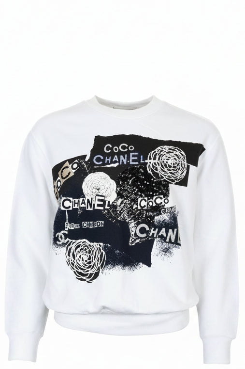 CHANEL Camélia Coco Mark Pull Noir Blanc