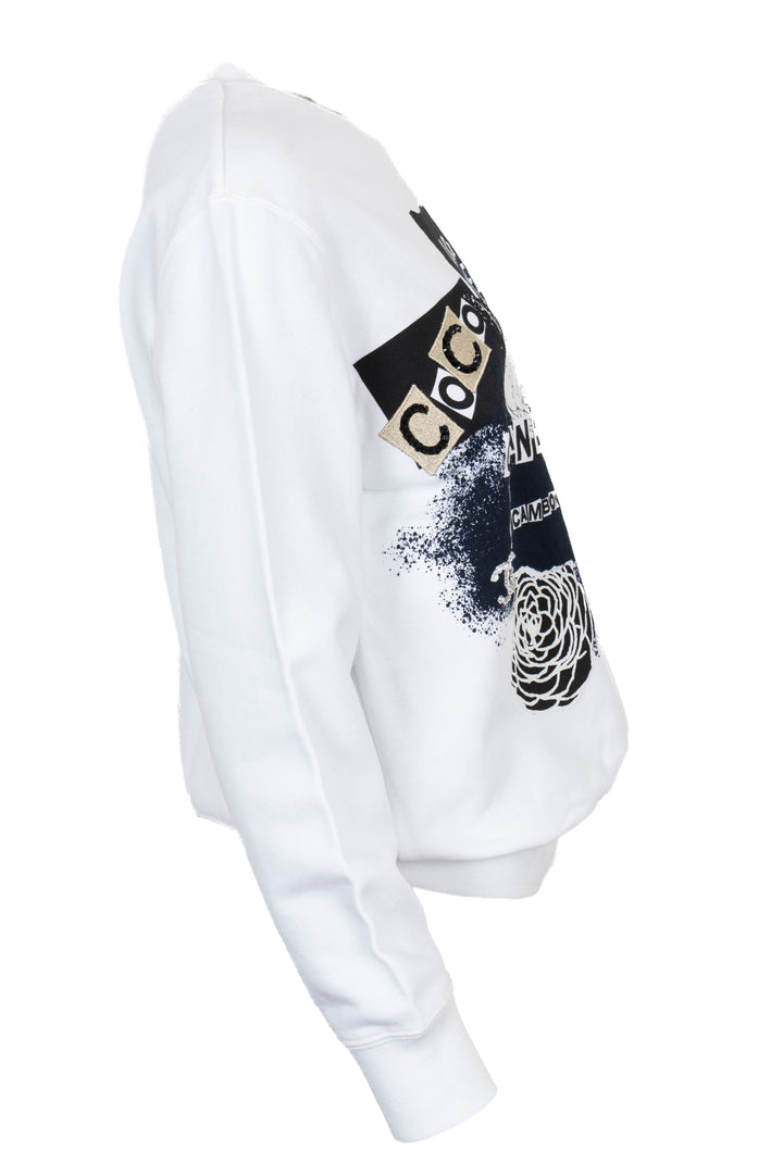 CHANEL Camellia Coco Mark Sweater Black White
