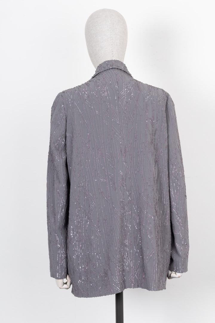 BRUNELLO CUCINELLI Double Breasted Jacket Sequin Silk Grey