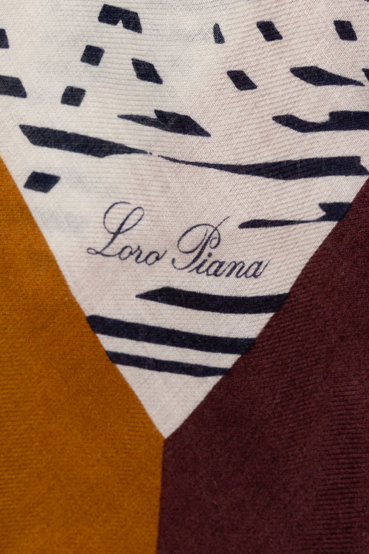 LORO PIANA Fleurs rayées Blanc Bordeaux Orange Moutarde
