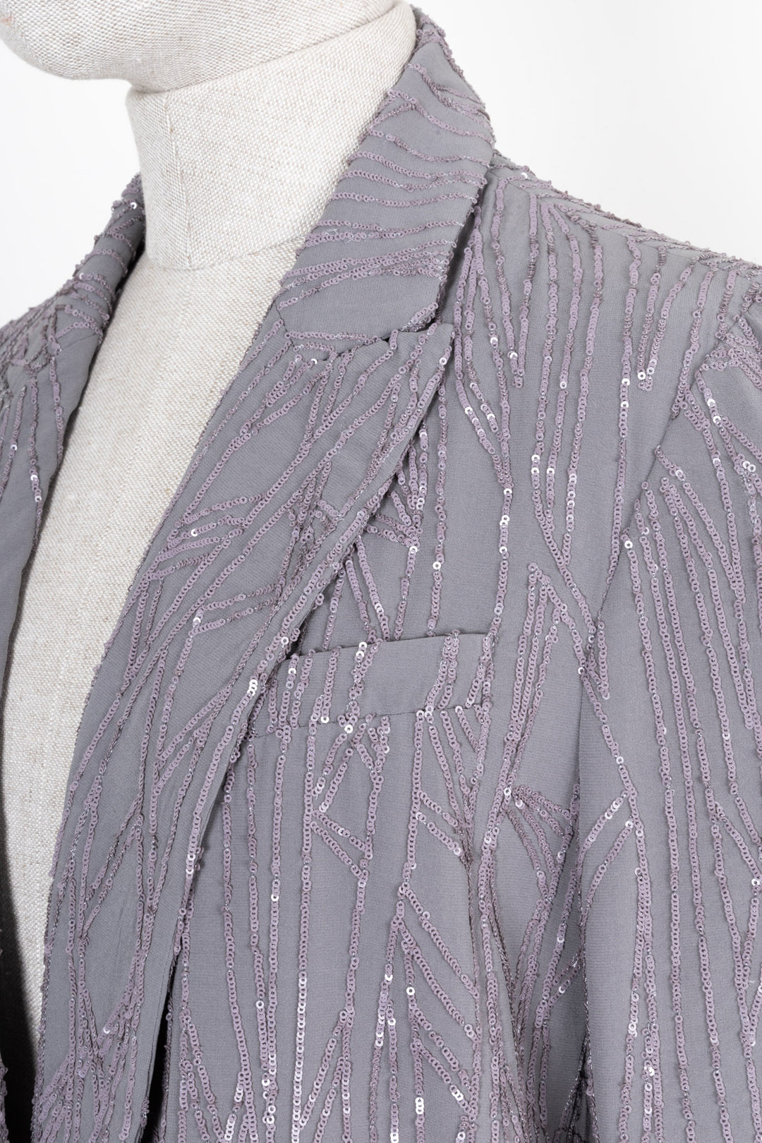 BRUNELLO CUCINELLI Double Breasted Jacket Sequin Silk Grey