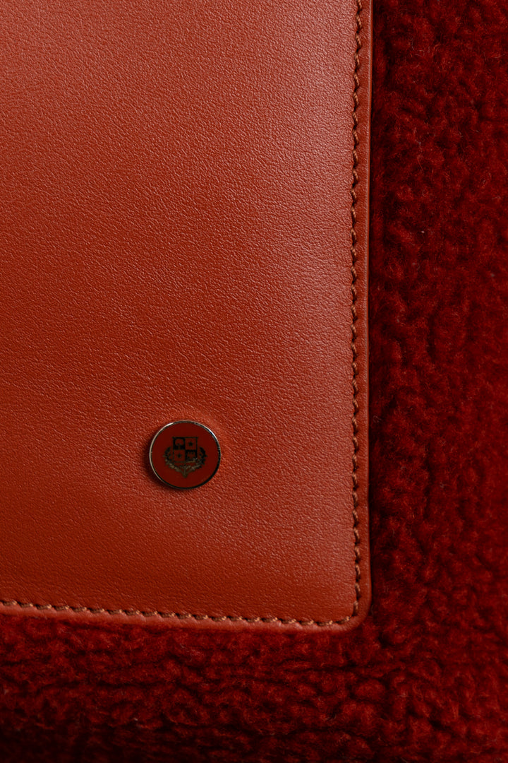 LORO PIANA Large Sesia Shearling Tote Red