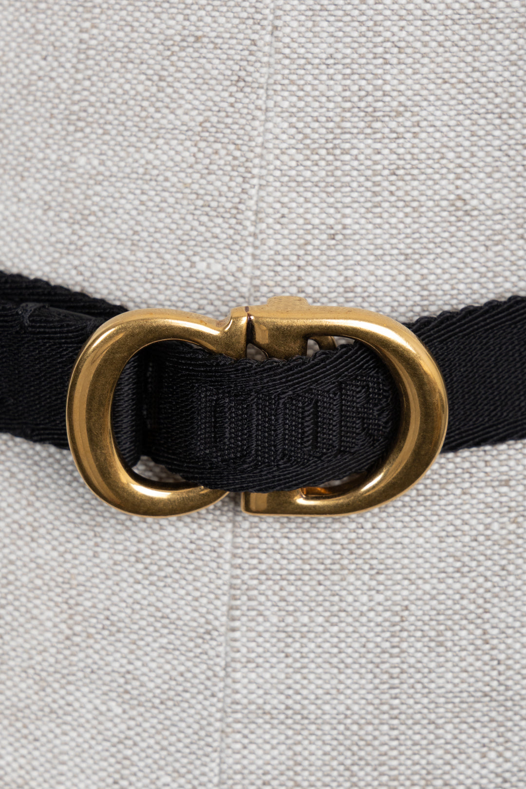 CHRISTIAN DIOR CD Logo Canvas Belt Black Gold