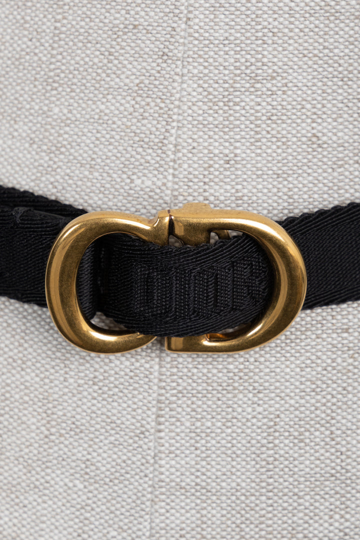 CHRISTIAN DIOR CD Logo Canvas Belt Black Gold
