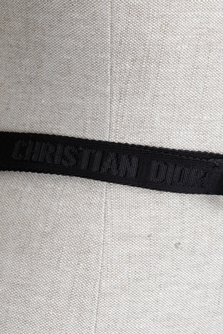 CHRISTIAN DIOR CD Logo Canvas Belt Black Gold