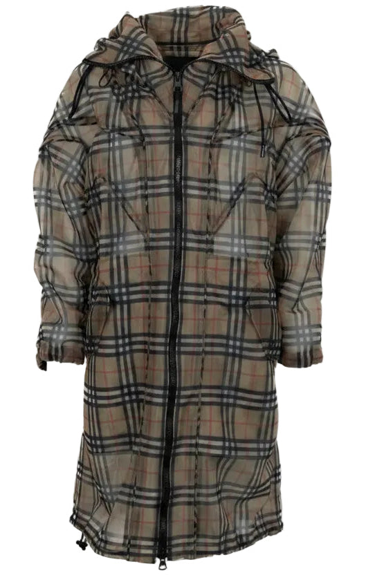 BURBERRY Veste Cowbit Mesh Nova Check Transparent Beige