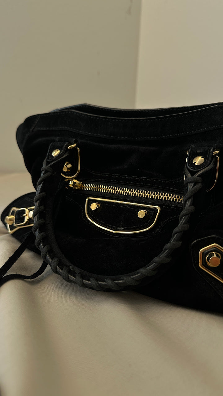 BALENCIAGA Mini City Bag Suede Black