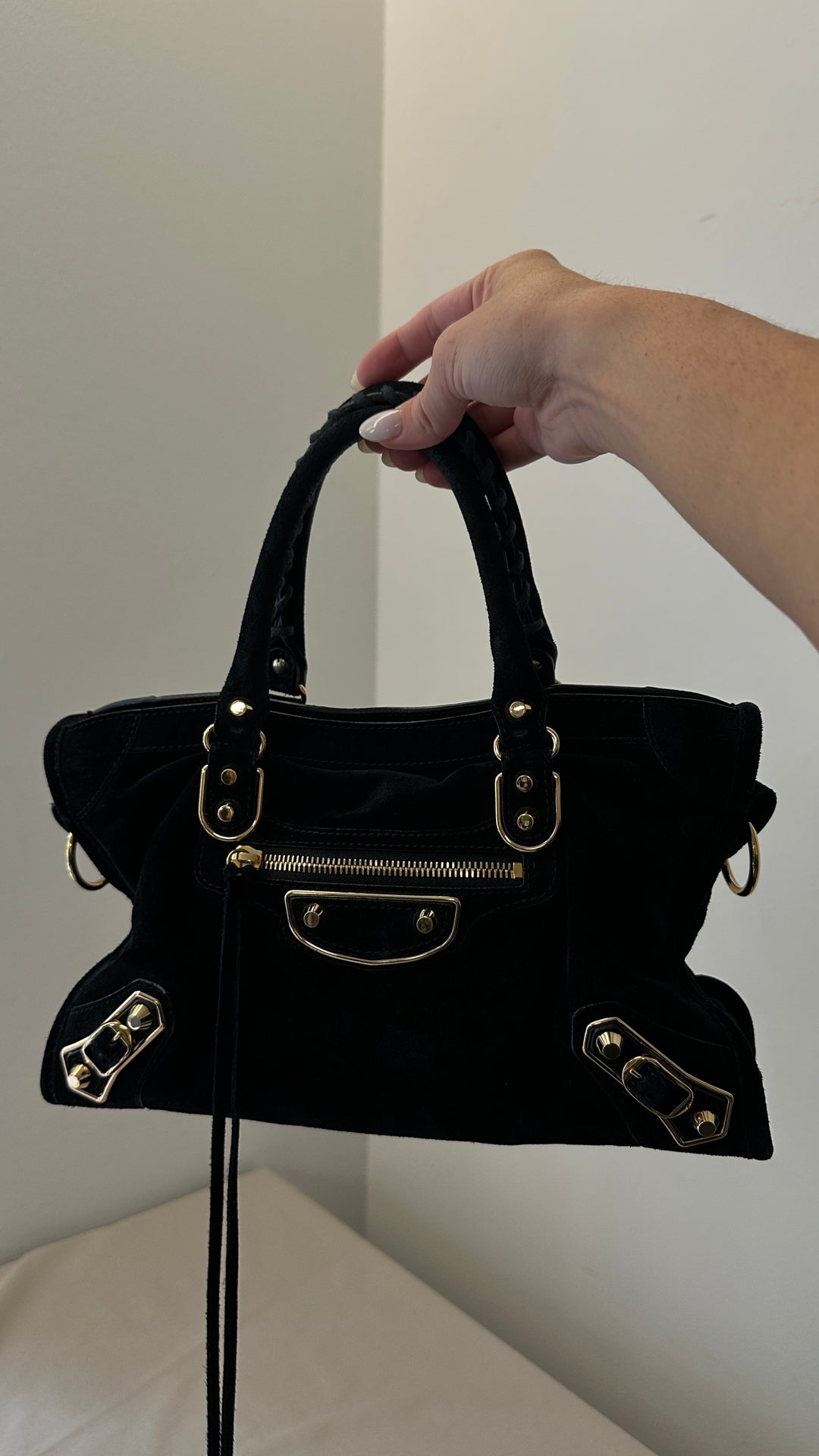 BALENCIAGA Mini City Bag Suede Black