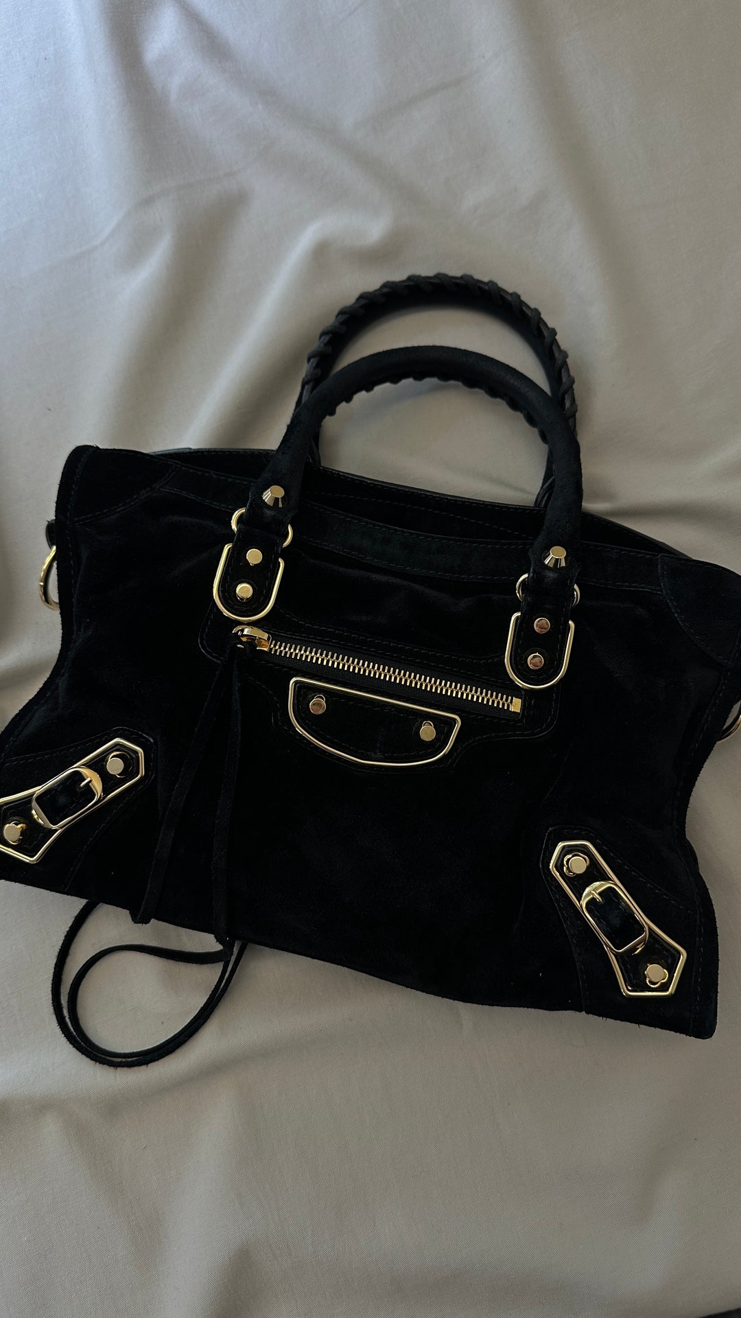 BALENCIAGA Mini City Bag Suede Black