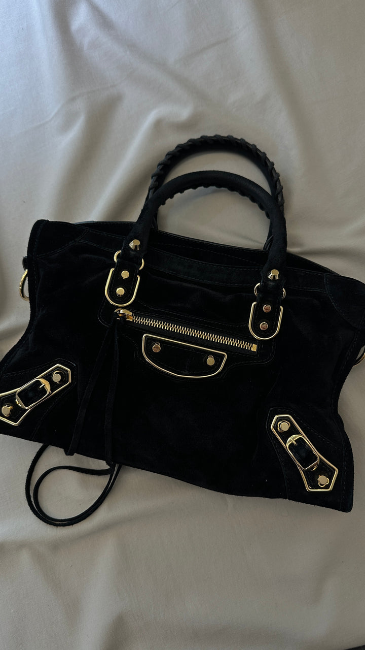 BALENCIAGA Mini City Bag Suede Black