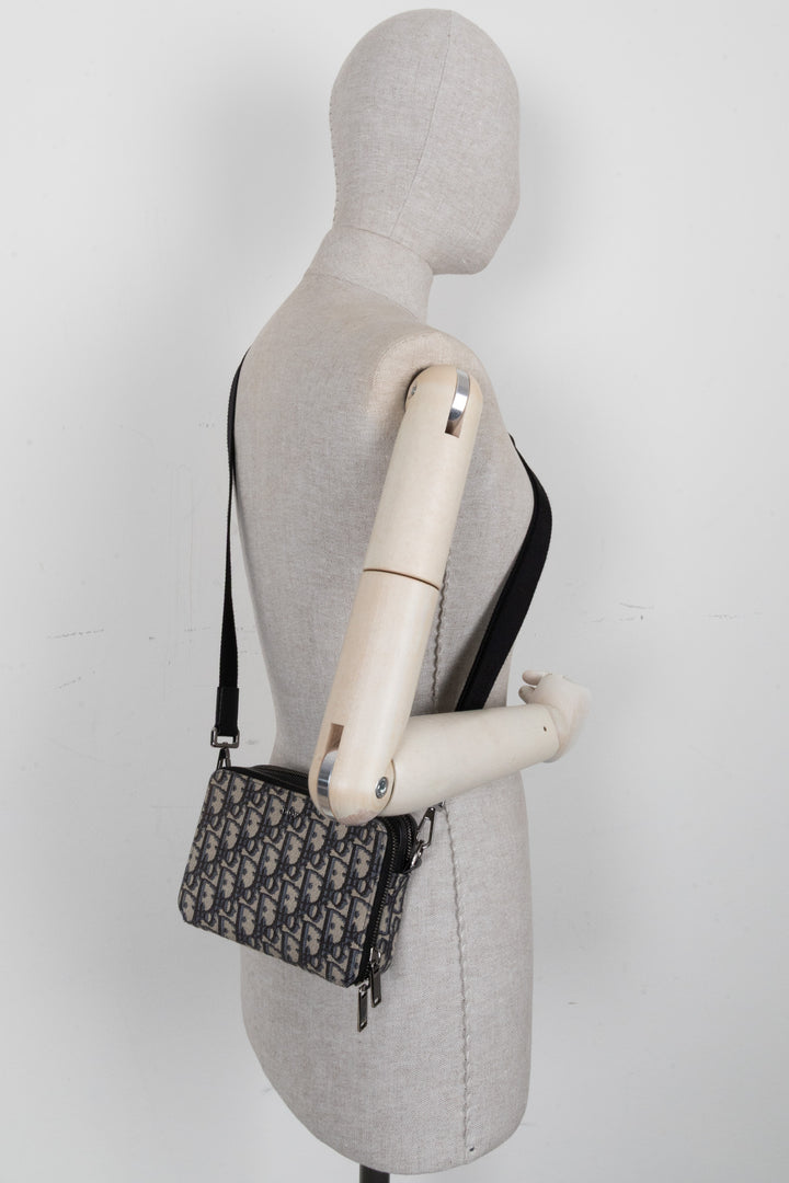 CHRISTIAN DIOR Crossbody Pouch Oblique Blue
