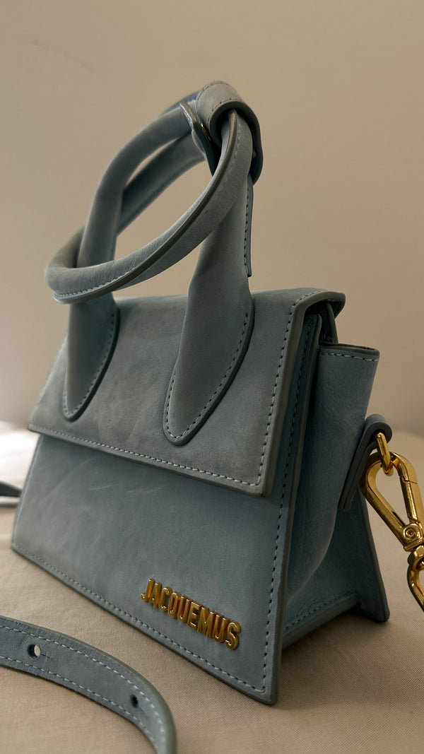 JACQUEMUS Le Chiquito Sac Daim Bleu Bébé