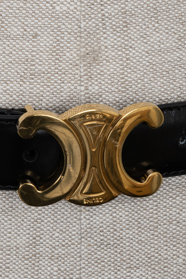 CELINE Triomphe Medium Belt Leather Black