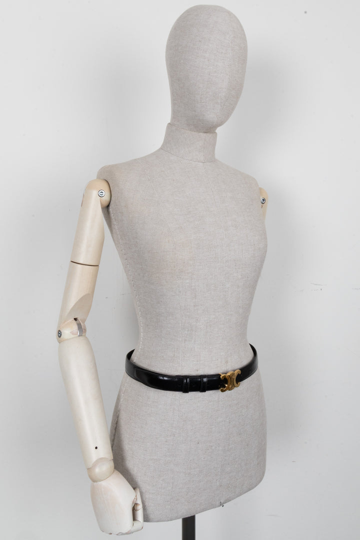 CELINE Triomphe Medium Belt Leather Black